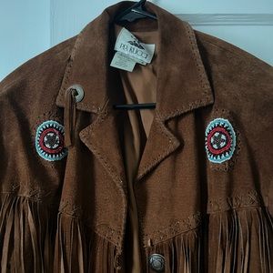 Vintage Pia Rucci suede beaded and fringe jacket